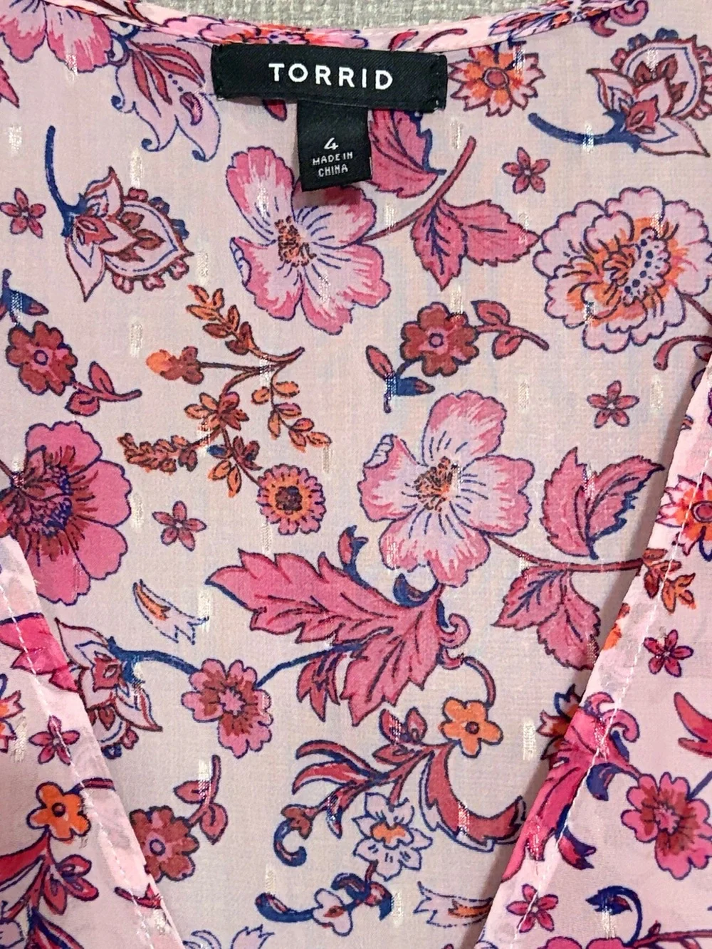 Torrid Pink Floral V-Neck Maxi Dress - Picture 3 of 3